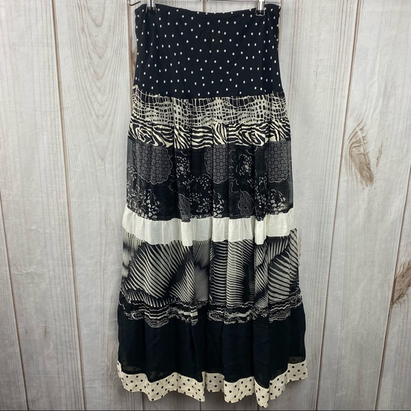 Nathalie Seaver Vintage Multi Pattern Ruffle Maxi Skirt - Size 1 - Picture 5 of 11